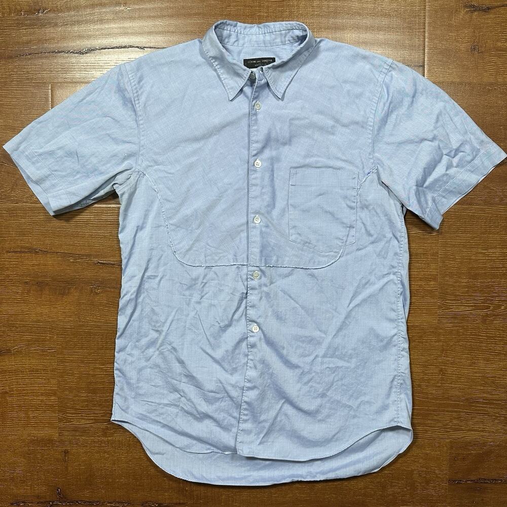 Vintage 80s Comme Des Garcons Homme Plus Button Up Shirt Mens S Blue Avant Garde